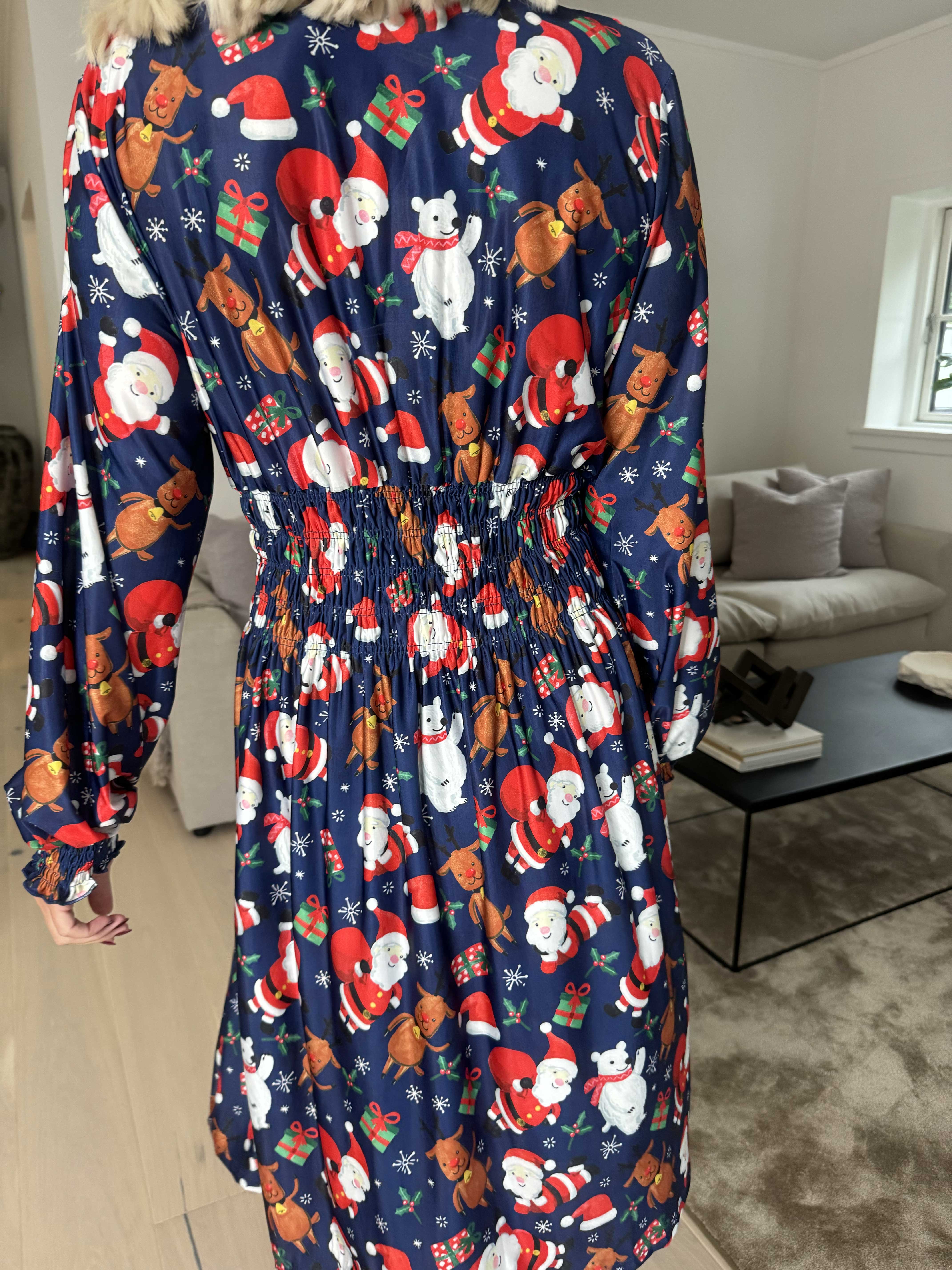 Pams Christmas Short L/S - Elastisk kjole med juleprint